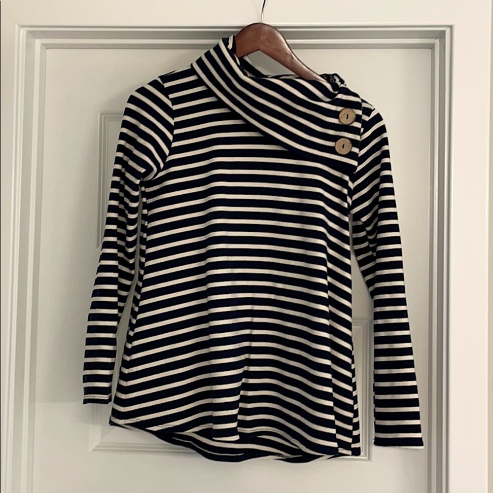 Betsey’s Boutique Striped Button Neck Top